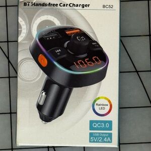 BT Hands-free Car Charger and FM Transmitter with Rainbow LED